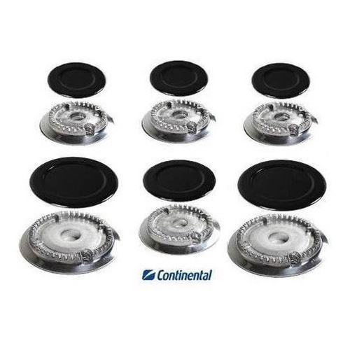 Kit 6 Bocas Peças Fogão Continental Caprice 3pq + 1md + 2g
