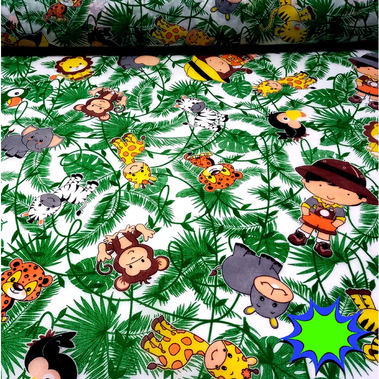 TNT Estampado Selva Animais Safari 1.00m a 6,00m em Oferta na Shopee