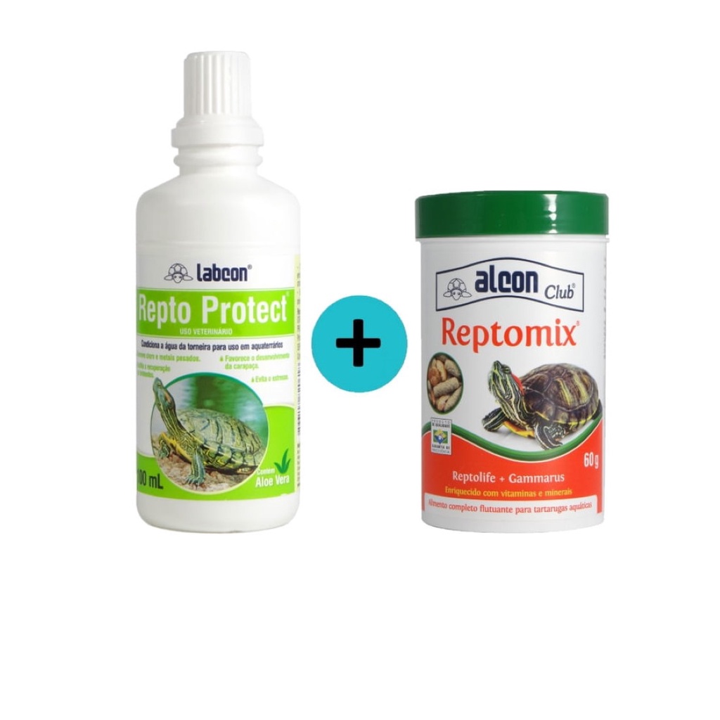 Kit 1 Labcon Repto Protect 100ml + 1 Ração Reptomix 60g Alcon