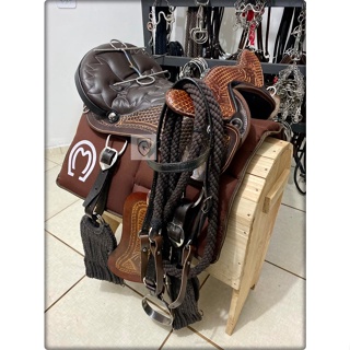 Arreio Cutuco Entalhado Luxo Para Cavalos E Mulas Montaria em Oferta na Shopee
