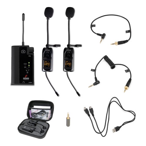 Microfone sem fio duplo Arcano AR-WTALK-2A p/ câmeras e smartphones