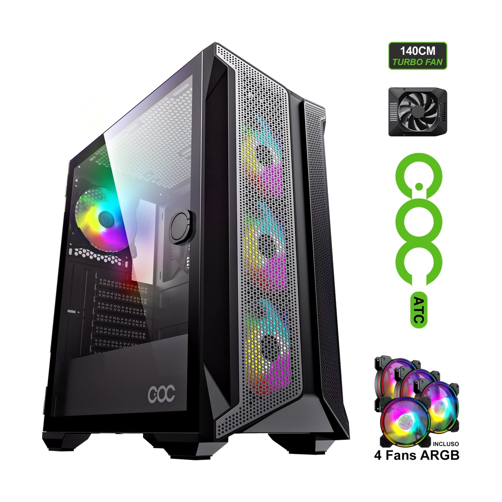 Gabinete Gamer Preto Argb 4-fans Vidro Gamemax Brufen C1