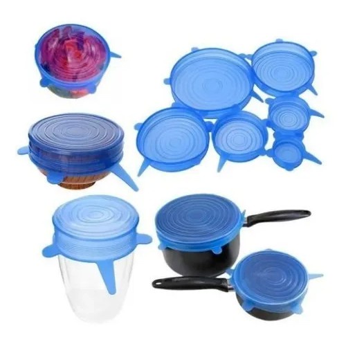Tampa Silicone Reutilizável Para Potes E Travessas Kit Com 6 Unidades Promoção