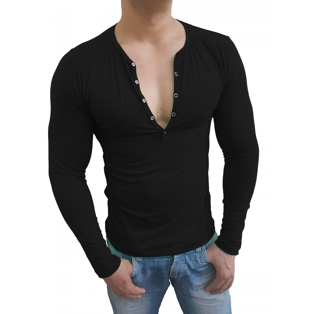 Camiseta Masculina Slim Botão Pressão Manga Longa NF
