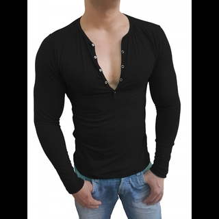 Camiseta Masculina Slim Botão Pressão Manga Longa NF