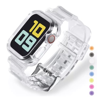 Pulseira Com Case Transparente Silicone Para Apple Watch Medida 42mm 44mm 45mm SmartWatch