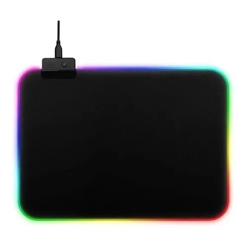 Mousepad Gamer Exbom Led Rgb De Borracha 350mm X 250mm Preto pc Mousepad com Superfície Speed (muito mais velocidade, menos aderência) Cabo USB removível Varios efeitos Rainbow de iluminação em led