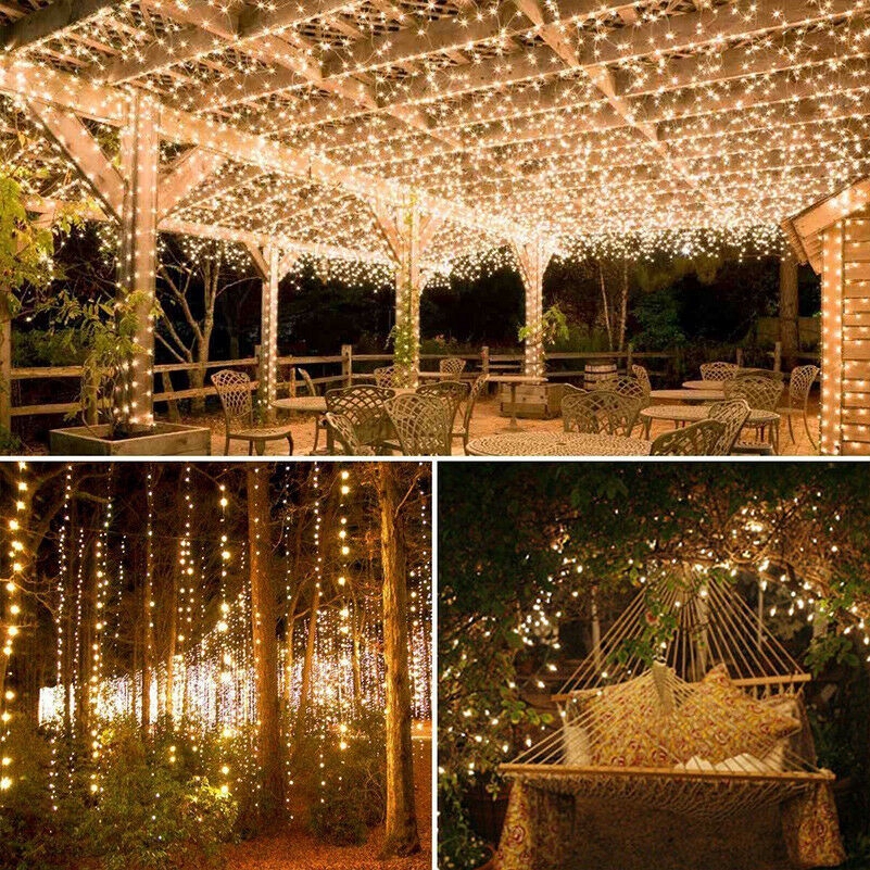 Faixa de luzes com 200 lâmpadas de LED abastecida com energia solar Decoração Casamento Festa lâmpadas Jardim Outdoor