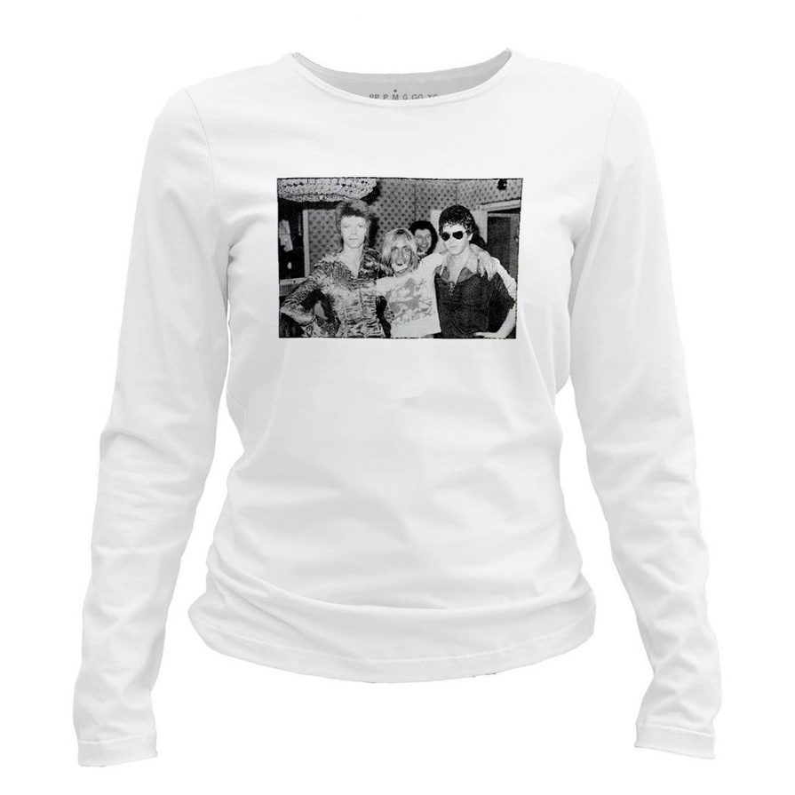 Camiseta manga longa feminina - David Bowie - Iggy Pop - Lou Reed.
