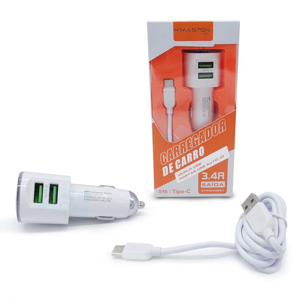 Carregador Veicular Celular Smartphone Carro 2 Usb Rapido