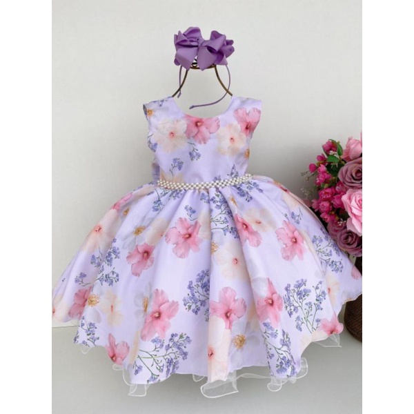 Vestido Floral Florido Lilás Perfeito Para Daminha Princesa Florista Festa  E Casamento | Shopee Brasil