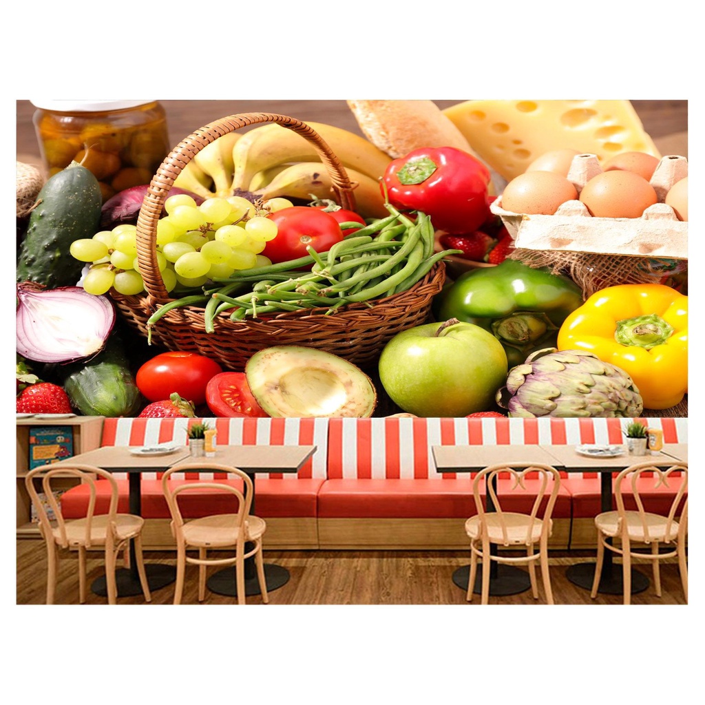 papel de parede Salada de Frutas vegetais 3D 6m² AL159
