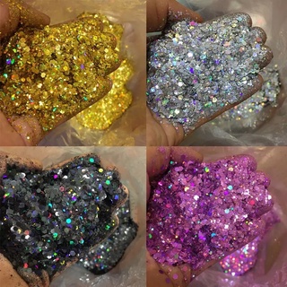 Glitter holográfico flocado luxo com folha de ouro para unhas