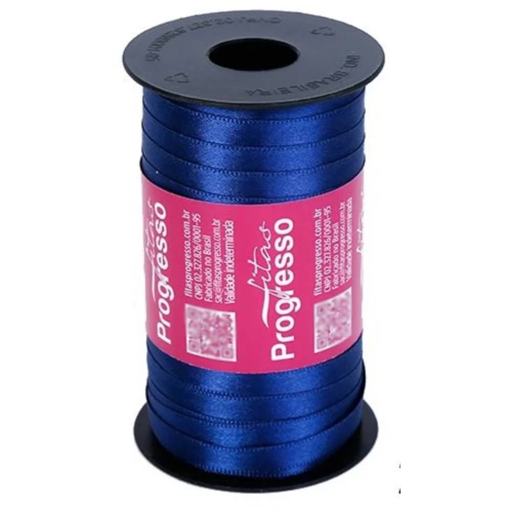 Fita de Cetim Progresso 7mm nº1 - 100m Azul Marinho - 1un em Oferta na Shopee