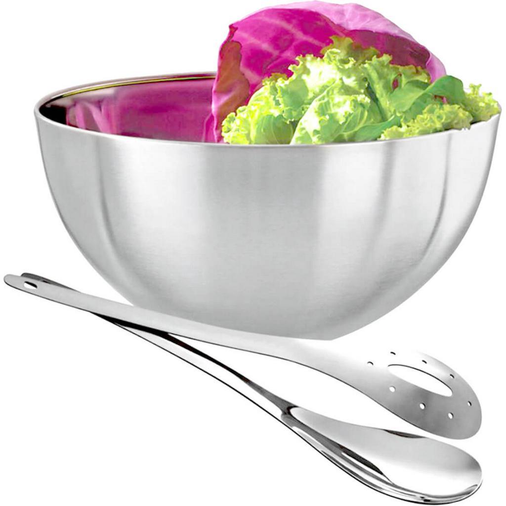 SALADEIRA EM INOX COM PEGADORES COMPLETA BACIA TIGELA 24CM em Oferta na Shopee