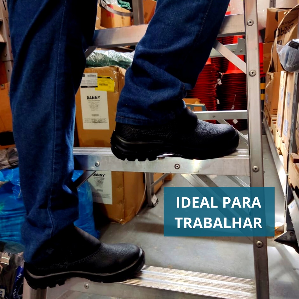 Botina Bota De Segurança Elástico Preta Sem Bico Mono 010 Cartom Para Trabalho Epi