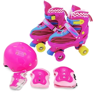 PATINS QUAD ROSA COM KIT PROTECAO - UNITOYS