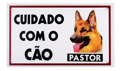 Placa Cuidado Pastor Alemao Fixação Obrigatória Por Lei Placa Aviso Cachorro Pet