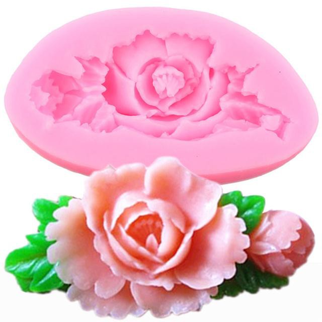 Forma Árvore Flor Rosa Moldes De Silicone Cortador De Biscoitos Ferramentas De Decoração Do Bolo De Casamento Fondant