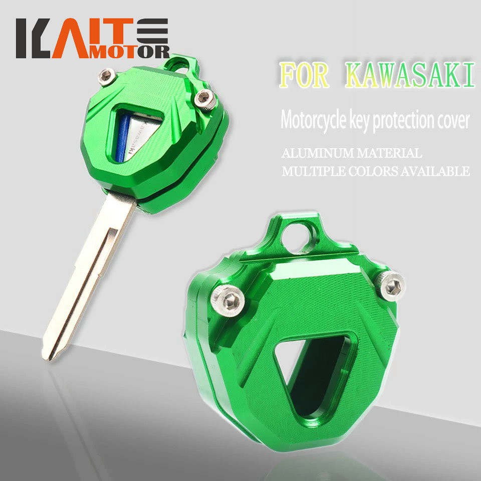 Para KAWASAKI ZX6R ZX9R ZX10R ZX12R ZX14R ZZR1400 ZRX1200 ZR1200 Ninja ER6N Motocicleta CNC Chave Capa Caso Escudo Chave