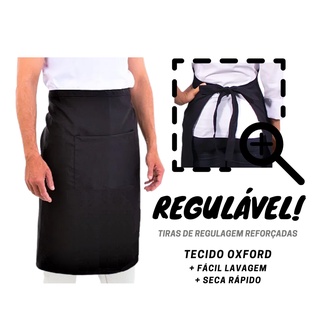 Avental de CINTURA Saia com Bolso Preto Branco Oxford Garçom Garçonete Chef Restaurante Bar Pizzaria uniforme cozinha unissex