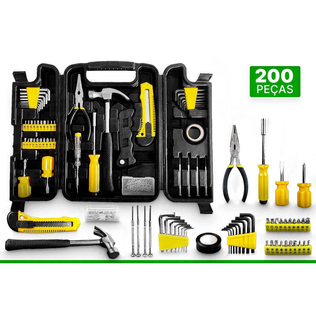 Kit Ferramentas C/200 Pçs Titanium Linha Profissional