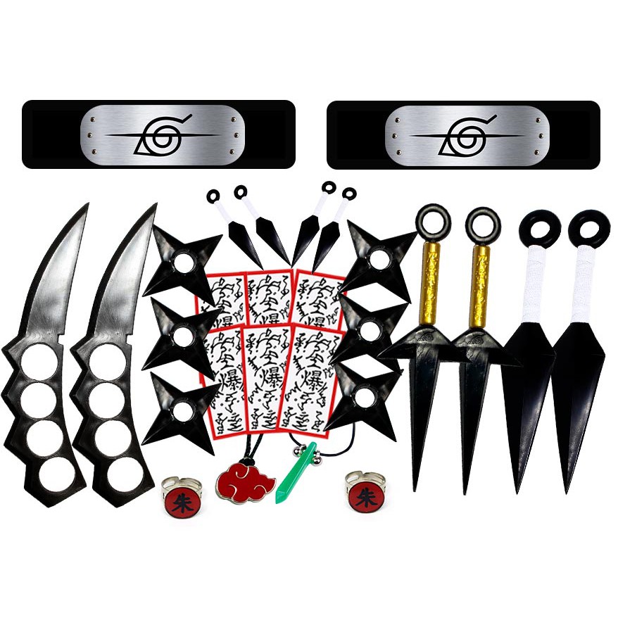 Kit Kunai Naruto Anel Shuriken Bandana Cosplay Itachi