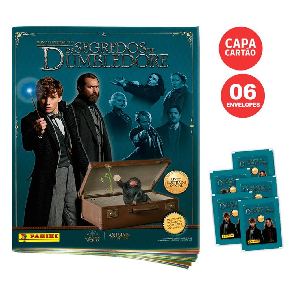 Starter Pack Animais Fantásticos: Os Segredos de Dumbledore - Livro Ilustrado Capa Cartão   06 envelopes (24 cromos   06 em Oferta na Shopee