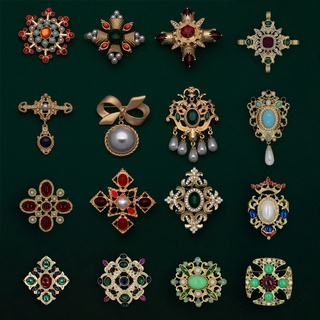 Barroco Vintage Cor Do Ouro De Cristal Pérolas Pin Broches Gem Oco Retângulo Geométrica Broche Coleira Para As Mulheres De Jóias