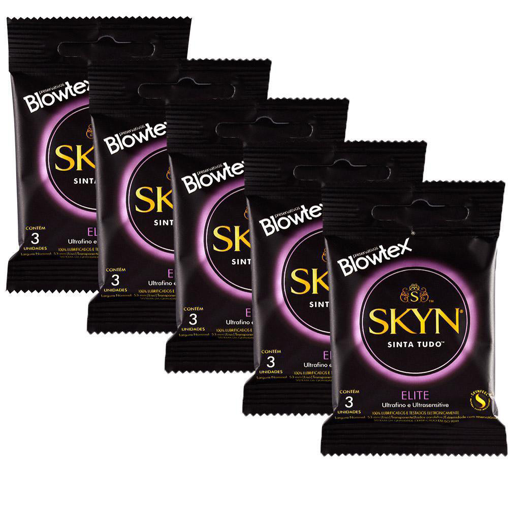Preservativo Skyn Elite Extra Fino Sem Látex 5 Unidades Total 15 Preservativos