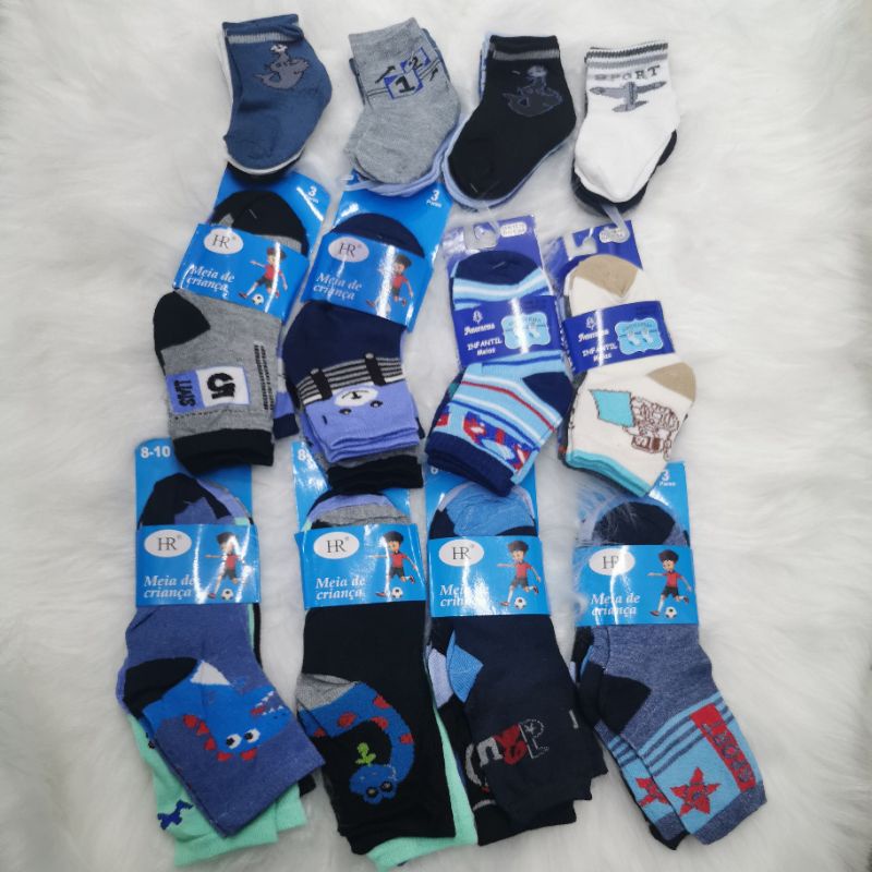 Kit com 3 6 12 Pares de Meias Masculino Infantil 0-10anos em Oferta na Shopee