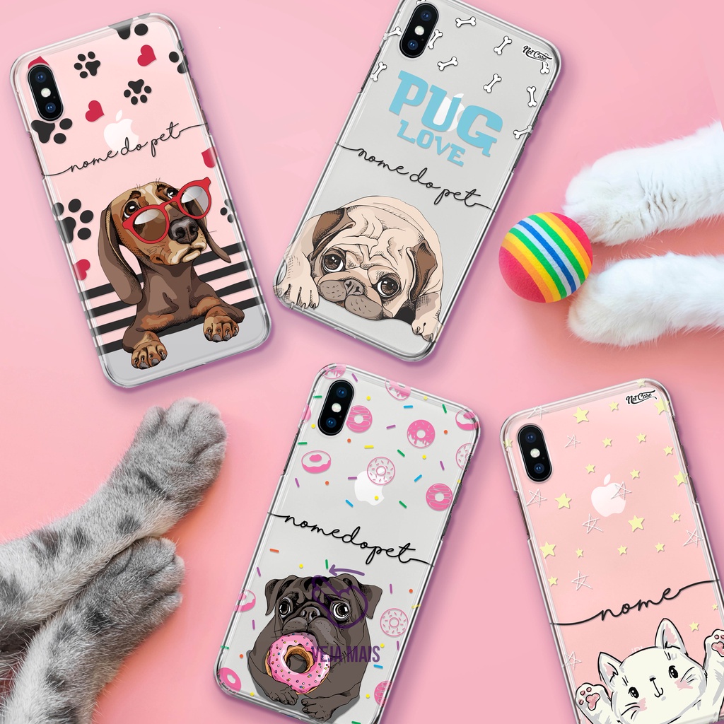 Capa Capinha Personalizada - Xiaomi Redmi note 7 - Pet com nome cachorro e gato