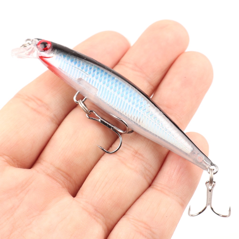 1 Pçs 8cm 5.2g Afundando Minnow Isca De Pesca Mini Dura Artificial Fantasma Falso Swimbait Pia Lenta Umpan Ganchos