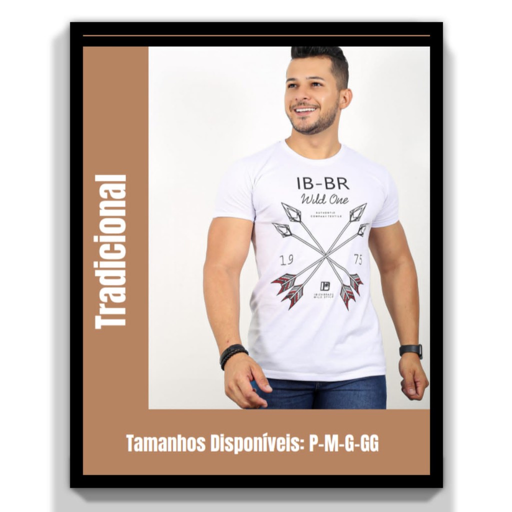 CAMISETA MASCULINA TRADICIONAL PREMIUM MALHA CONFORTAVEL 100% ALGODAO IBIZA ESTAMPADA