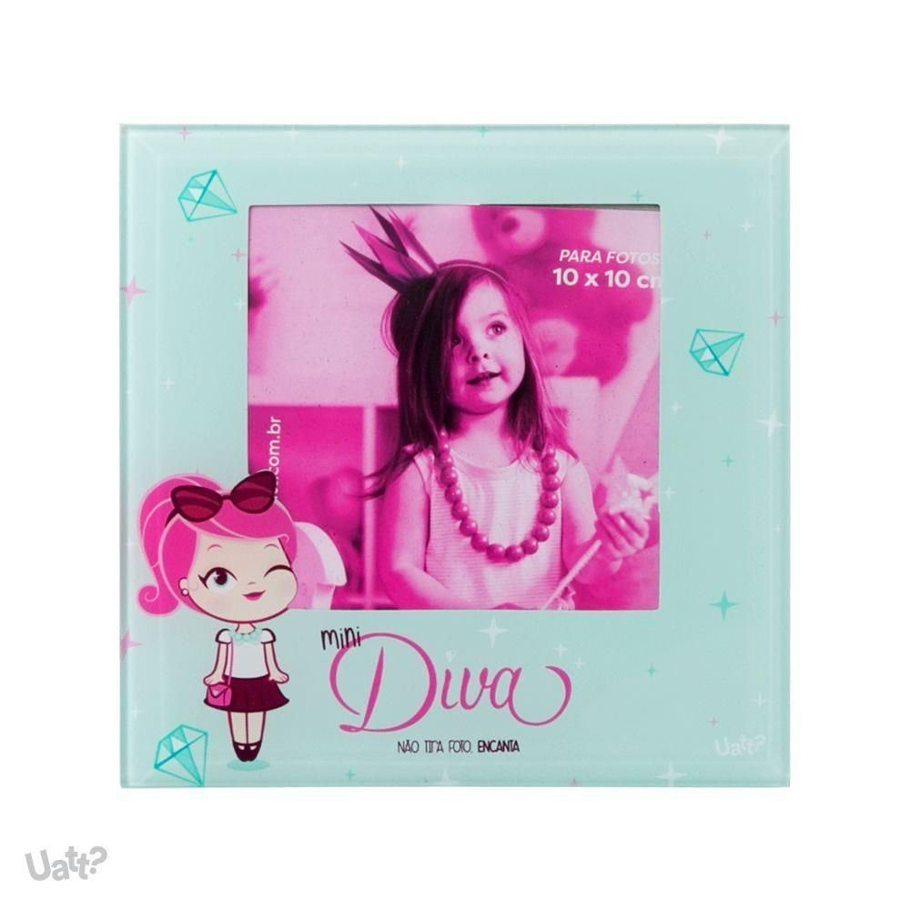 Porta Retrato de Vidro Mini Diva 10x10 cm – Presente Infantil