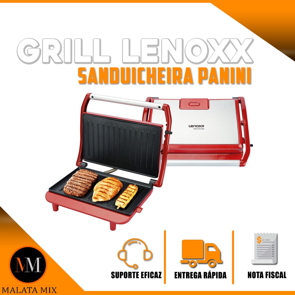 Grill & Sanduicheira 2 Em 1 Panini 850w Vermelho Chef Lenoxx