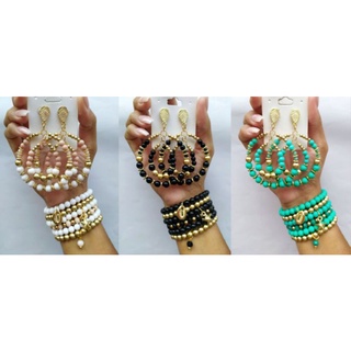 Brinco e Pulseira com 3 Cores