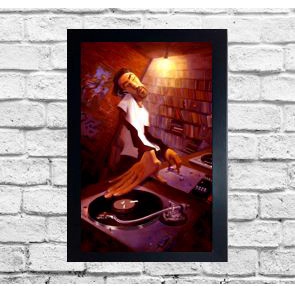 Quadro A4 decorativo Music Vinil DJ Moldurado 24x33 cm Cod.175