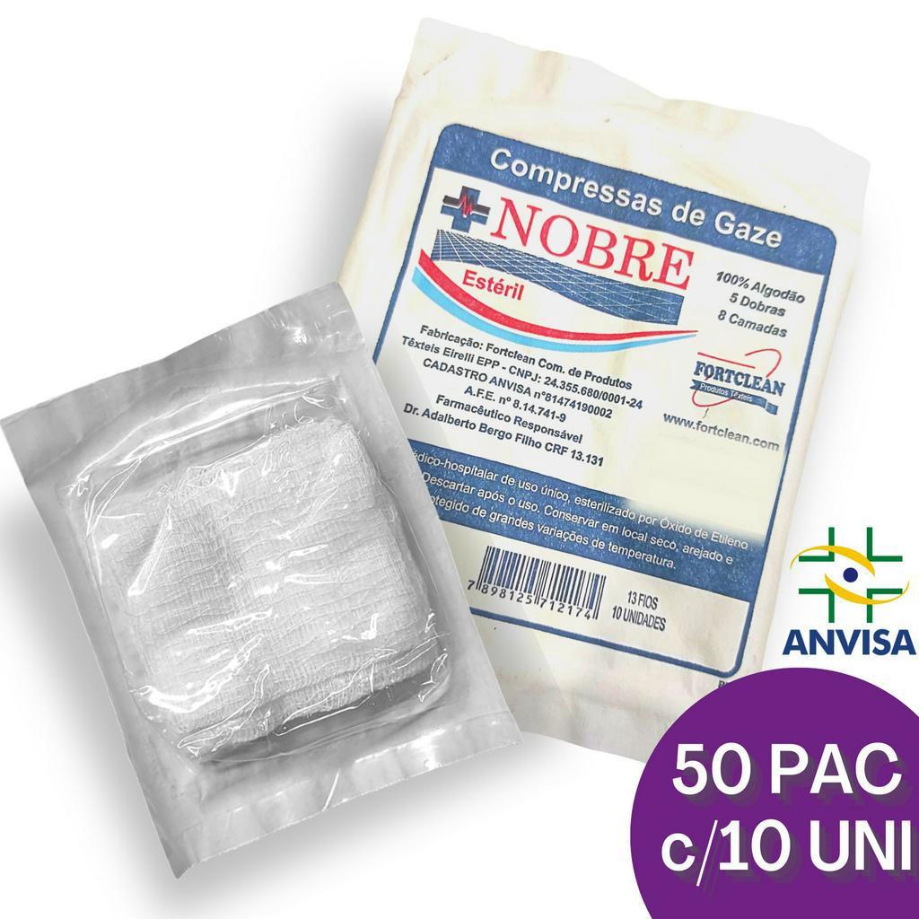 Compressa De Gaze ESTÉRIL 13 Fios Hidrófila 50 pac (500 unidades) em Oferta na Shopee