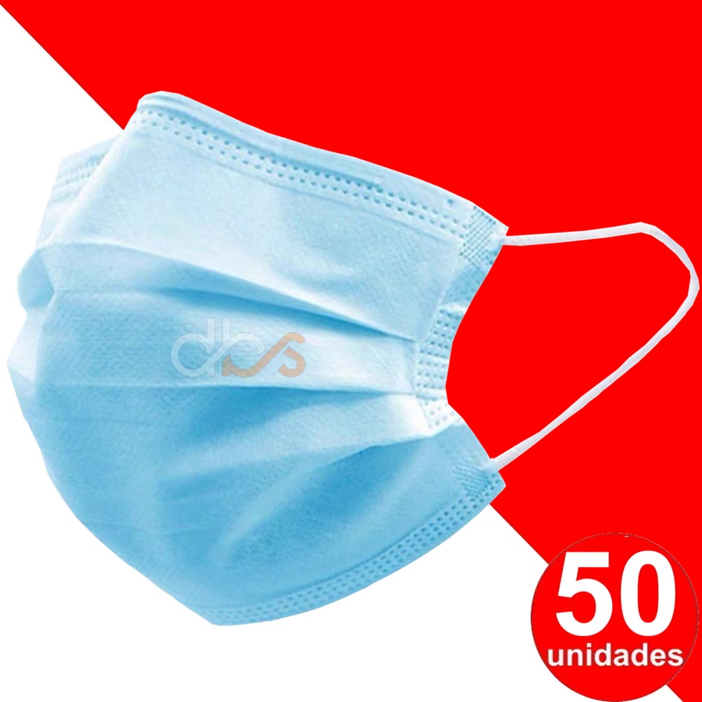 KIT 50 Mascara Descartavel Facial Proteção Facial Tripla Camada Com