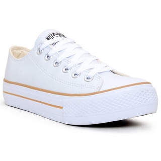 Tenis All Star Plataforma Branco Couro/Branco/Preto Oferta 40% Off Envio Imediato
