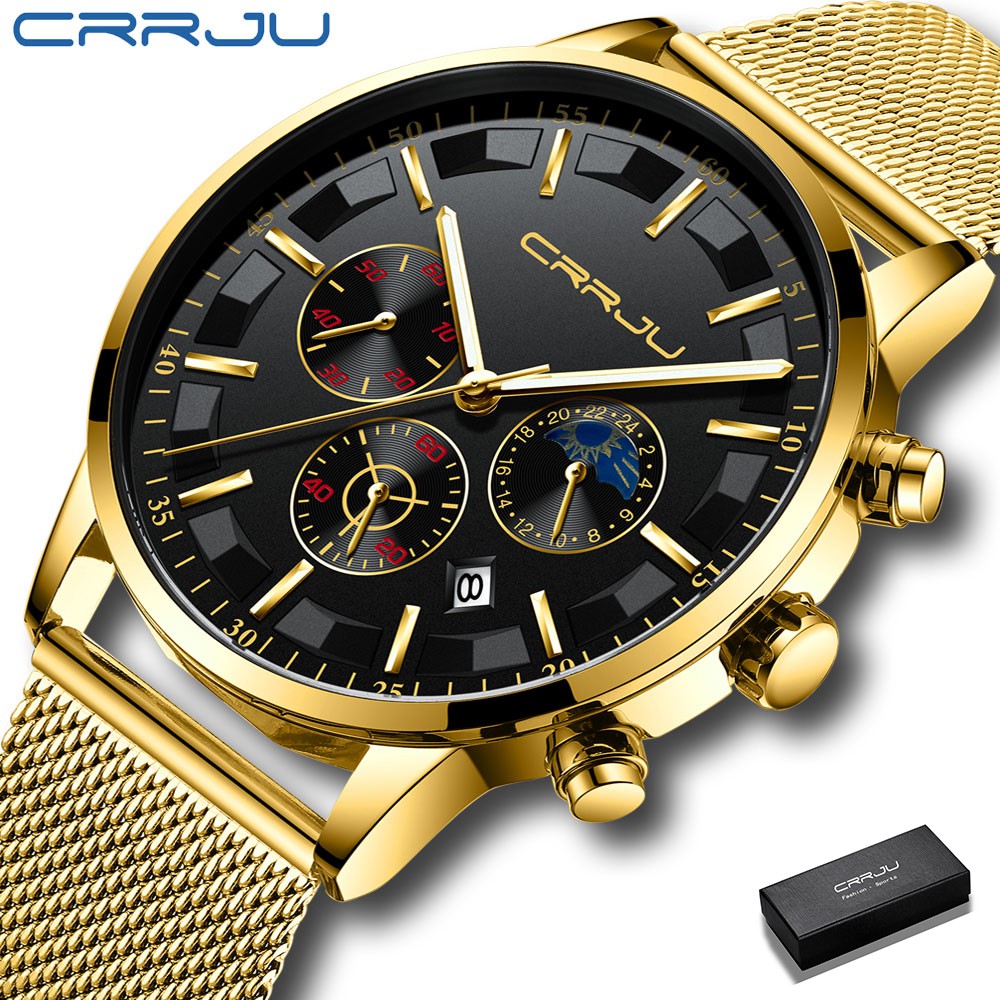 CRRJU  Relógio Masculino De Luxo Quartzo Esportivo à Prova D'água Cronógrafo Relógio Militar 2260 - Watches
