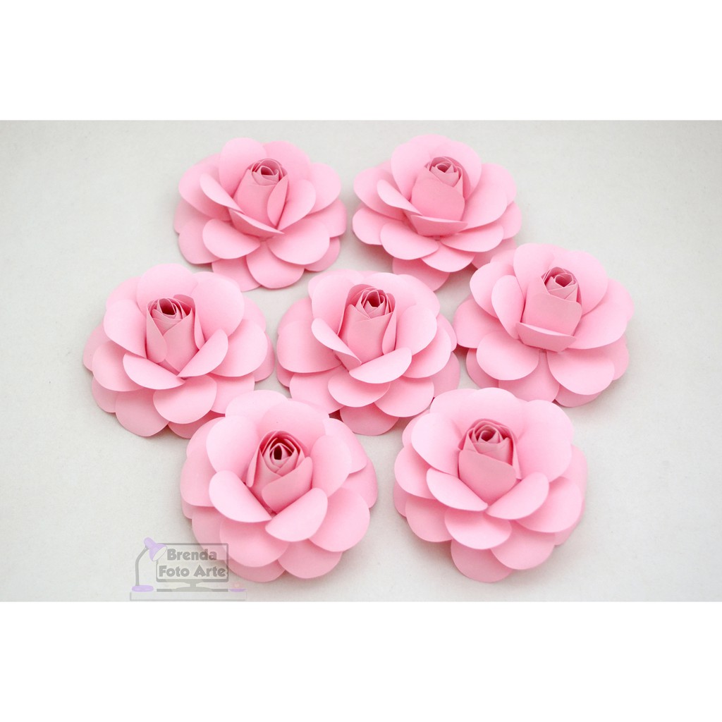 Kit 10 Flores de papel 5cm Rosa Topo de Bolo (rosa claro) | Shopee Brasil