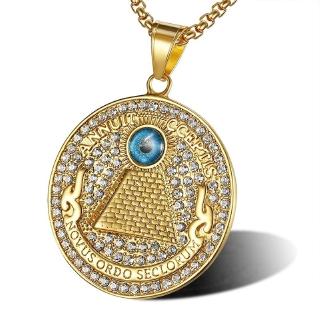punk Da Moda Masculina Retrô Pirâmide Egípcia Horus eye Gold Pendant Necklace Jewelry