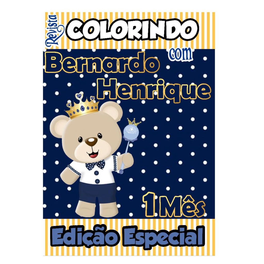 10 Livros De Colorir Personalizado / Revistinha de Colorir - Príncipe Urso Realeza