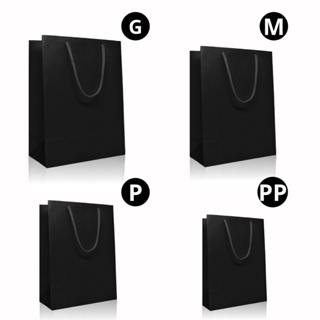 Sacola Papel Preta ( PP/ P/ M / G) - KIT 10 / 50 UN. em Oferta na Shopee