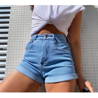 Short Jeans Mom Sem Lycra Liso em Oferta na Shopee