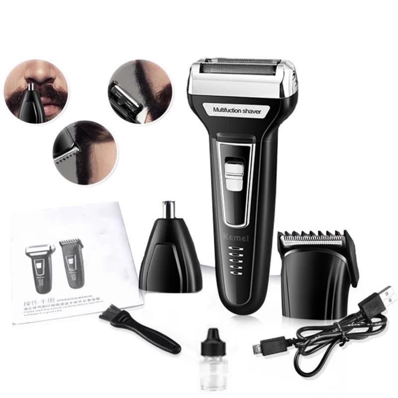 Maquina De Barbear Aparador e Depilador de Pelos Elétrico 3 Em 1 KT-9689