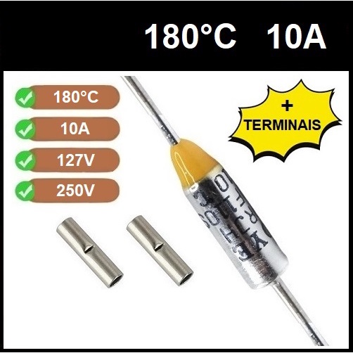 2 Fusível Termico 10A 180 Graus TF180°C 180° 180g 180C