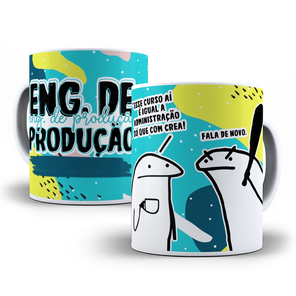 Caneca Personalizada de Porcelana - Flork Profissões / Eng. Engenharia de Produção
